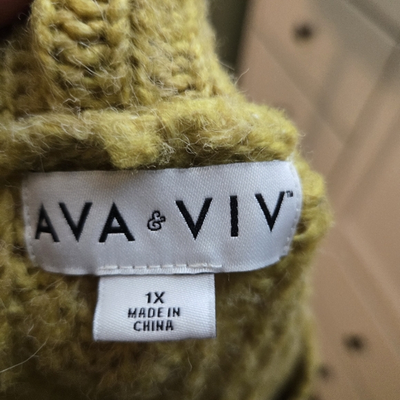 Ava & Viv Women's Chartreuse Cardigan Sweater - Picture 3 of 4